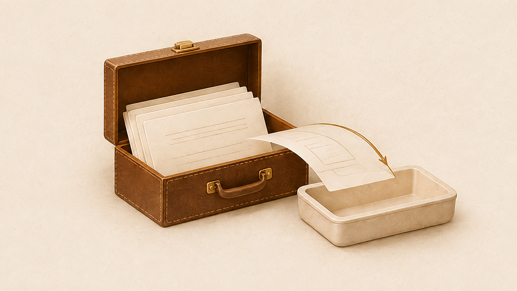 Cartera con documentos y bandeja de devolución